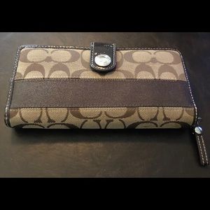Coach Signature Brown and Tan Wallet